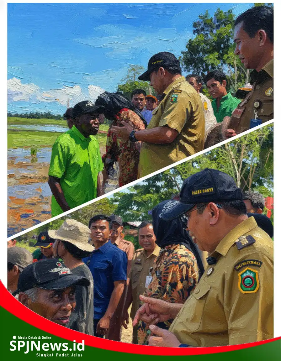 Bupati Takalar Bersama Kadis Pertanian Turun ke Sawah, Dengarkan Keluhan Petani Polut 	