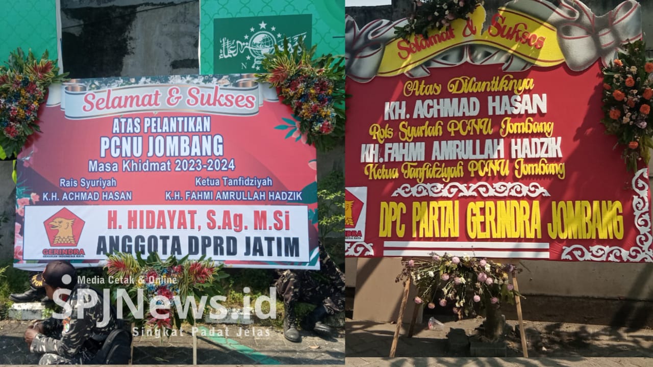 Karangan bunga dari Gerindra ucapan selamat kepada Pengurus PCNU Jombang